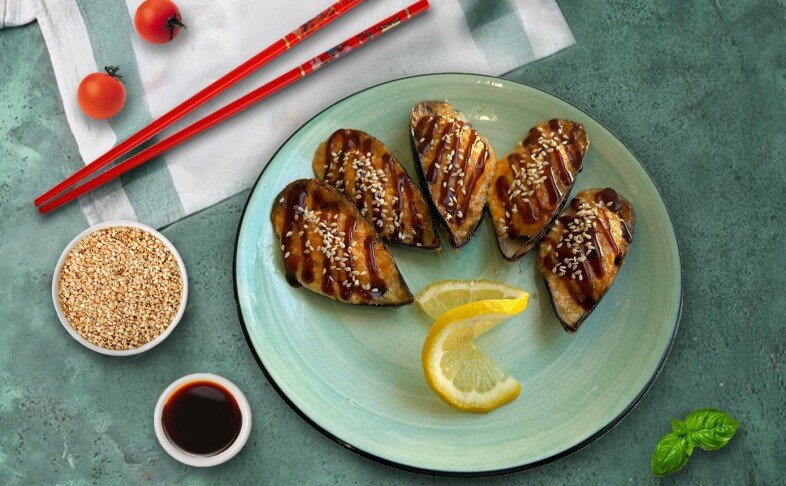 Мидии Запеченные