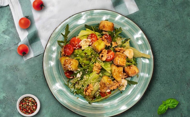 Салат с Хрустящими баклажанами