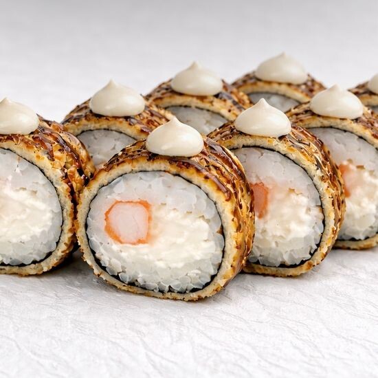 Жареный ролл с креветками