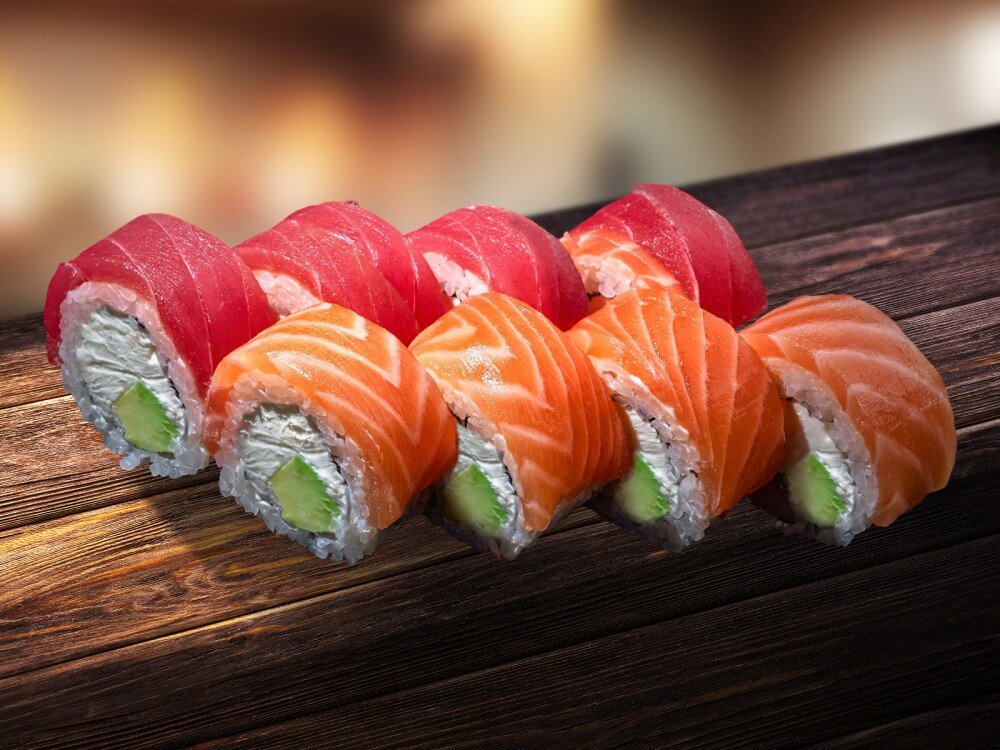 Филадельфия с тунцом и лососем