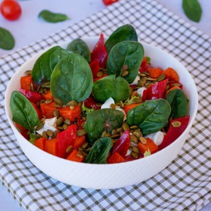 Салат из печенной тыквы с муссом из брынзы  (по предзаказу)