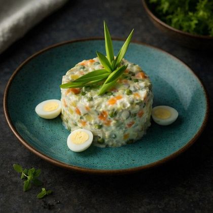 Салат оливье с говядиной