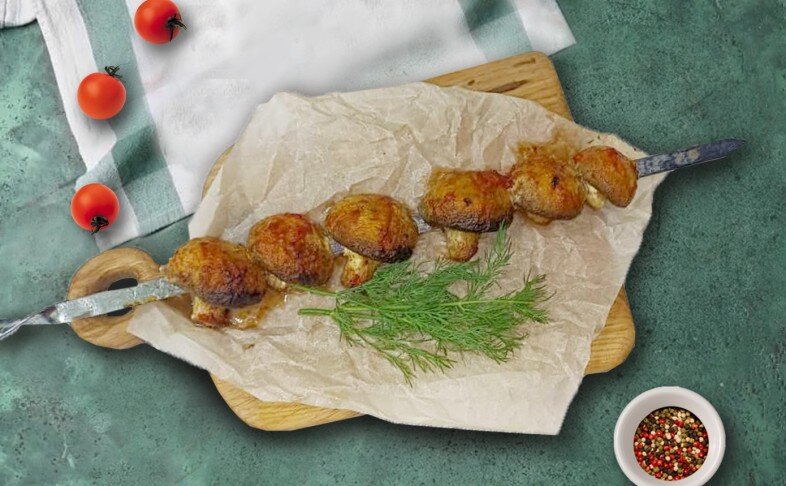 Шампиньоны на мангале