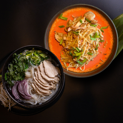 Фо Га (1/2 порции), Удон с курицей и беконом + морс