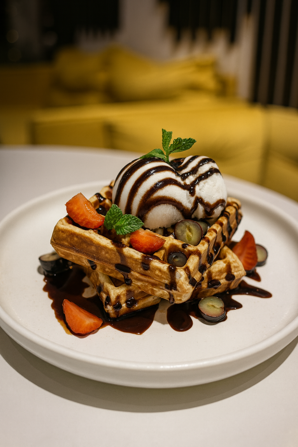 Вафли с шоколадным топпингом