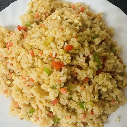 #67 Жаренный рис с баклажанами.