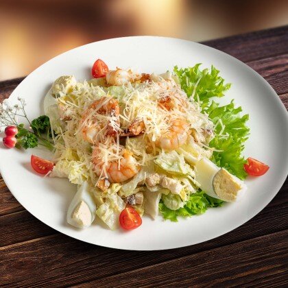 Салат «Цезарь» с креветками