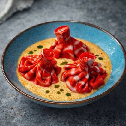 Хинкали с креветками в соусе Том Ям 180/50г