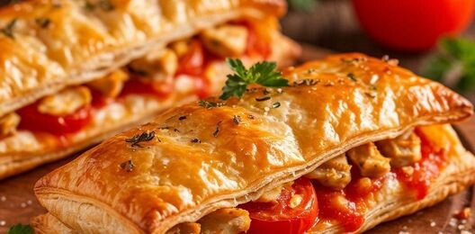 Слойка «Курица, сыр, помидор»