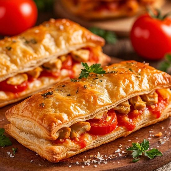 Слойка «Курица, сыр, помидор»