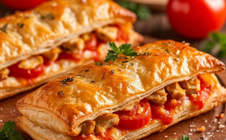 Слойка «Курица, сыр, помидор»