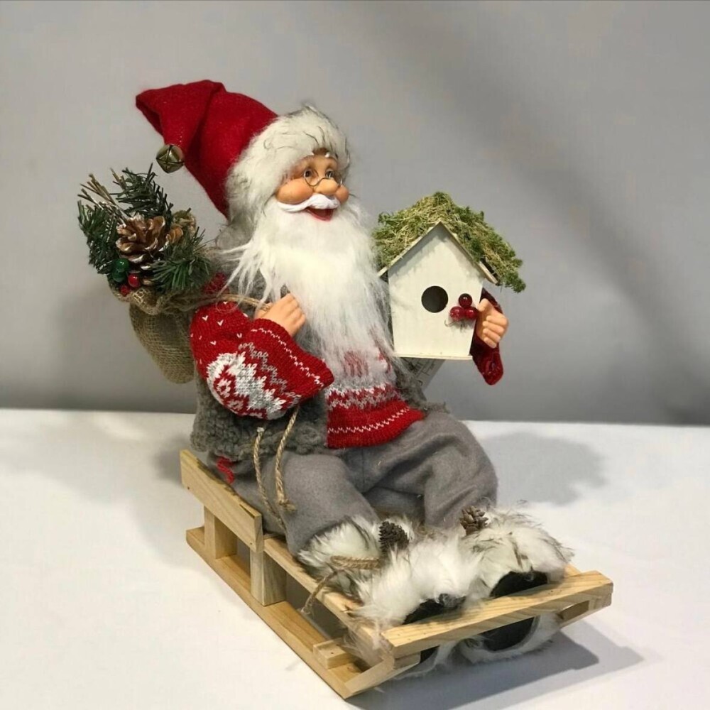 Дед Мороз-Санта на санках 40 см