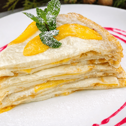 Блинный торт "Искушение" с персиком