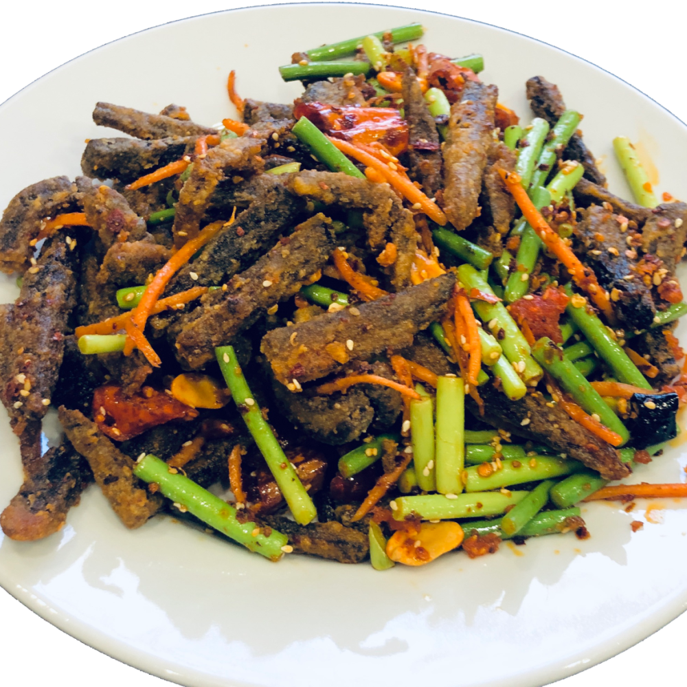 Говядина соломкой в крахмале острая с овощами китайская кухня с доставкой или с собой