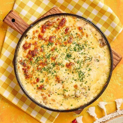 Бефстроганов запечённый с сыром